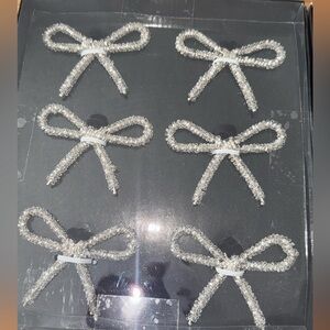 silver  Beekman Home Beaded Christmas Tree Ornaments (Set of 6)